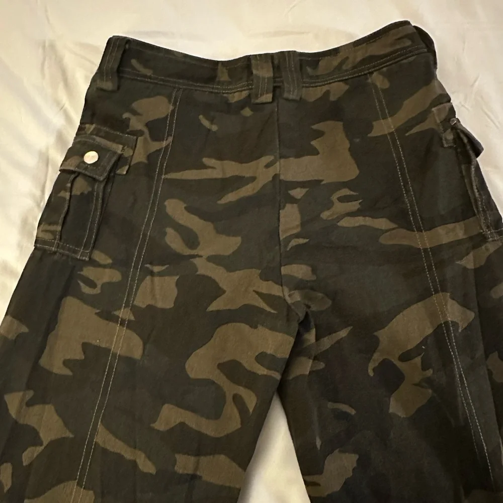 Green and Brown Flare Wide Leg Jeans - Picture 3 of 8